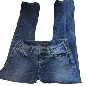 Silver Berkley Blue Denim Low Rise Straight Leg Jeans 28